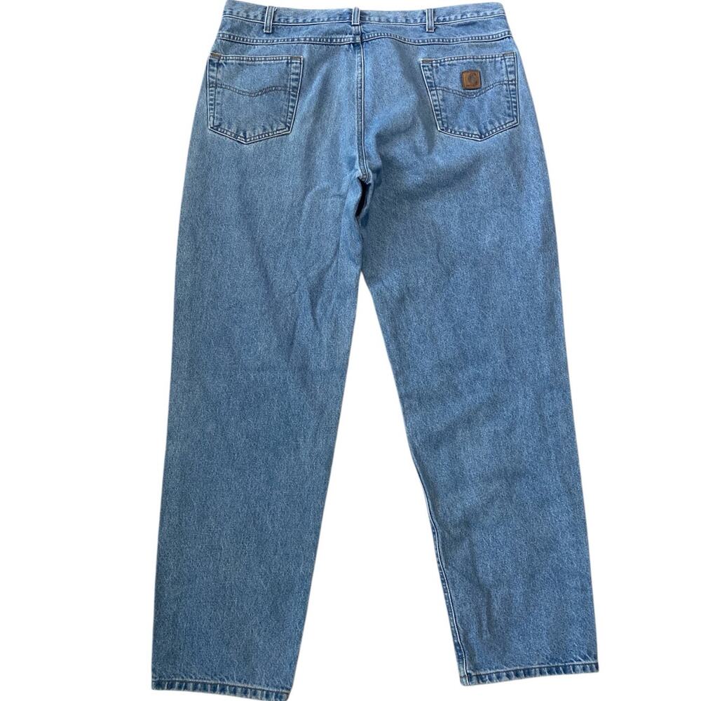 Carhartt Men Size 40X33 Denim Jeans Light Wash Straight Leg Blue Collar
